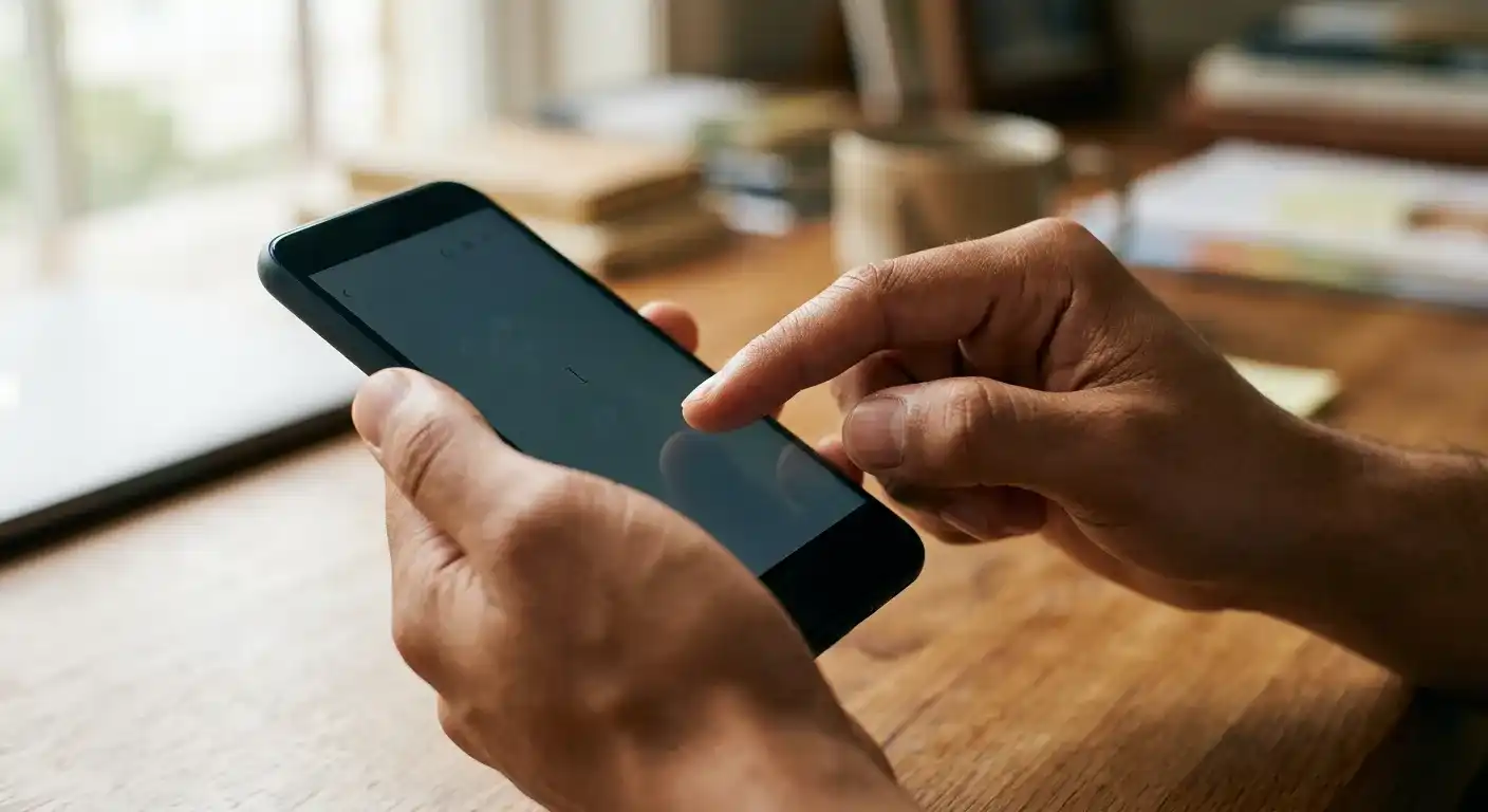 Le test le plus simple : remplir soi-même son formulaire de contact sur mobile. Des mains tiennent un smartphone.