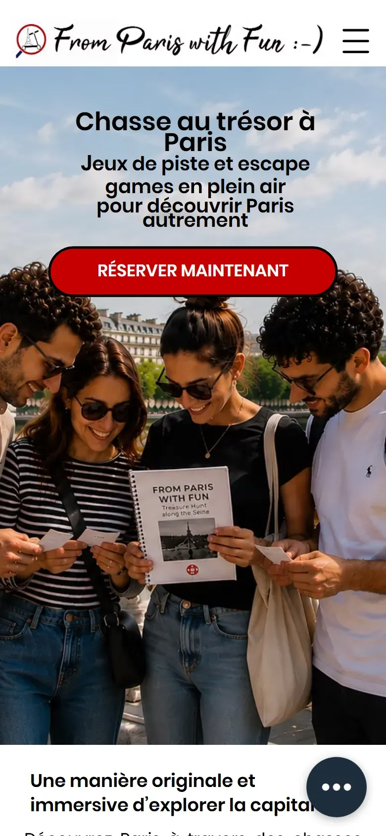 Page d’accueil de From Paris With Fun sur mobile.