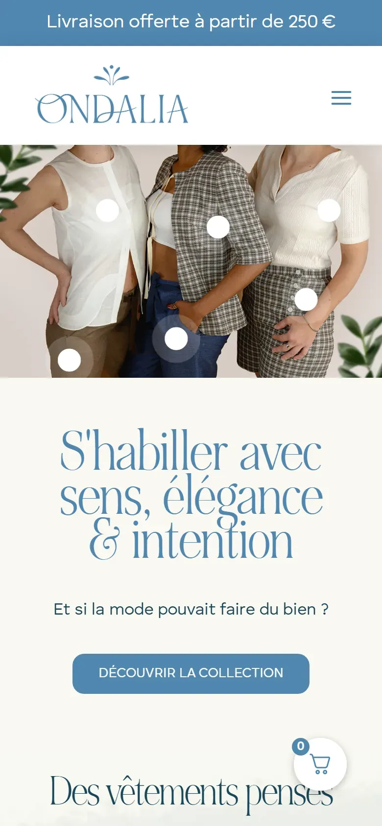 Page d’accueil de Ondalia sur mobile.