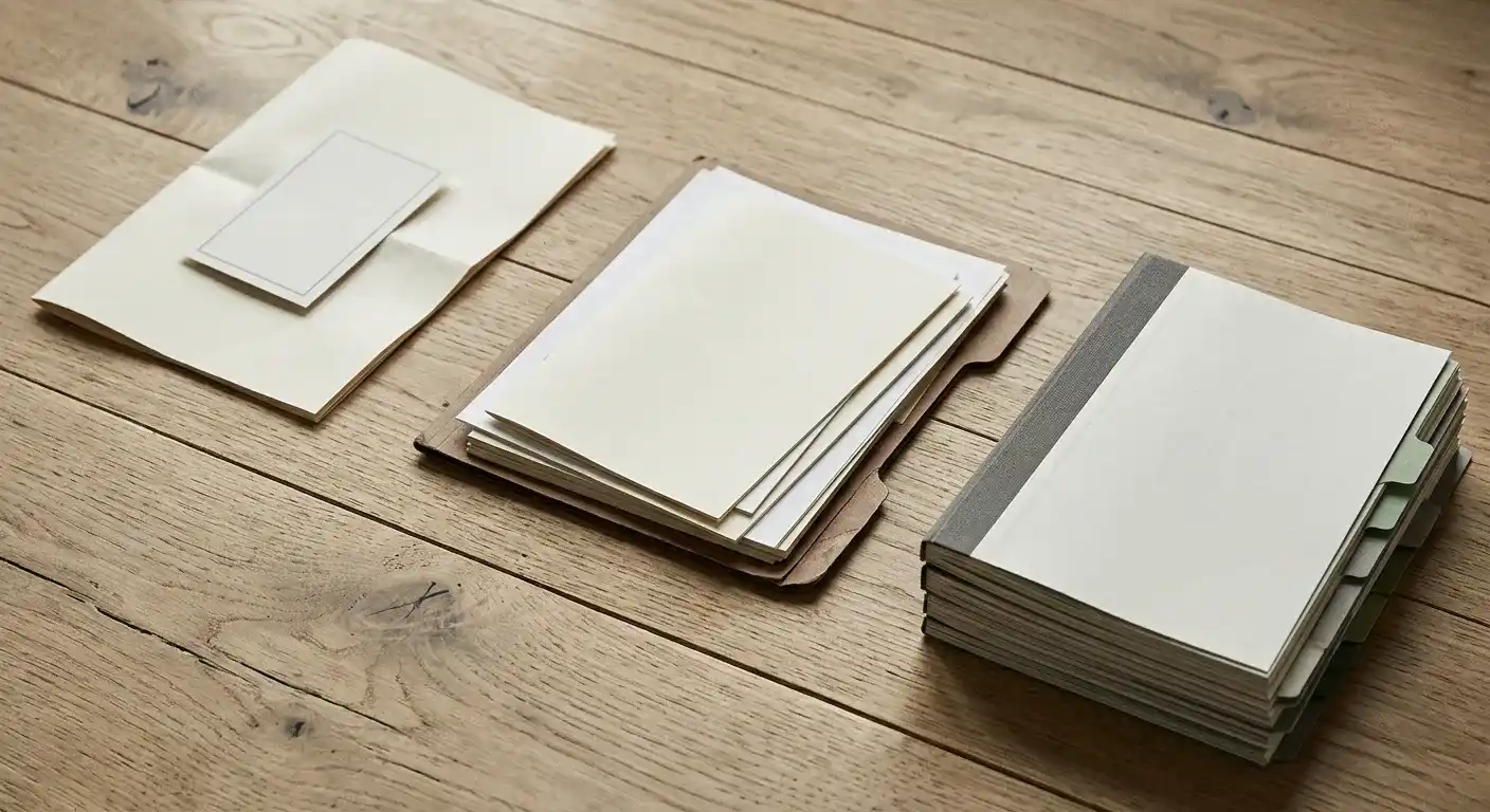 Chaque format de lead magnet demande un temps de production différent : trois piles de documents de plus en plus épaisses.