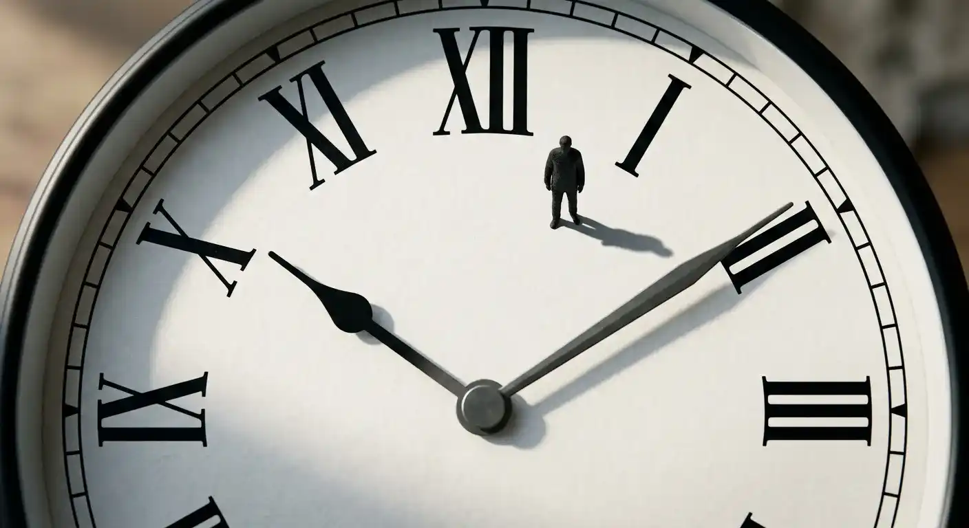 Le visiteur décide en quelques secondes s'il reste sur le site : une minuscule silhouette debout sur le cadran d'une horloge.