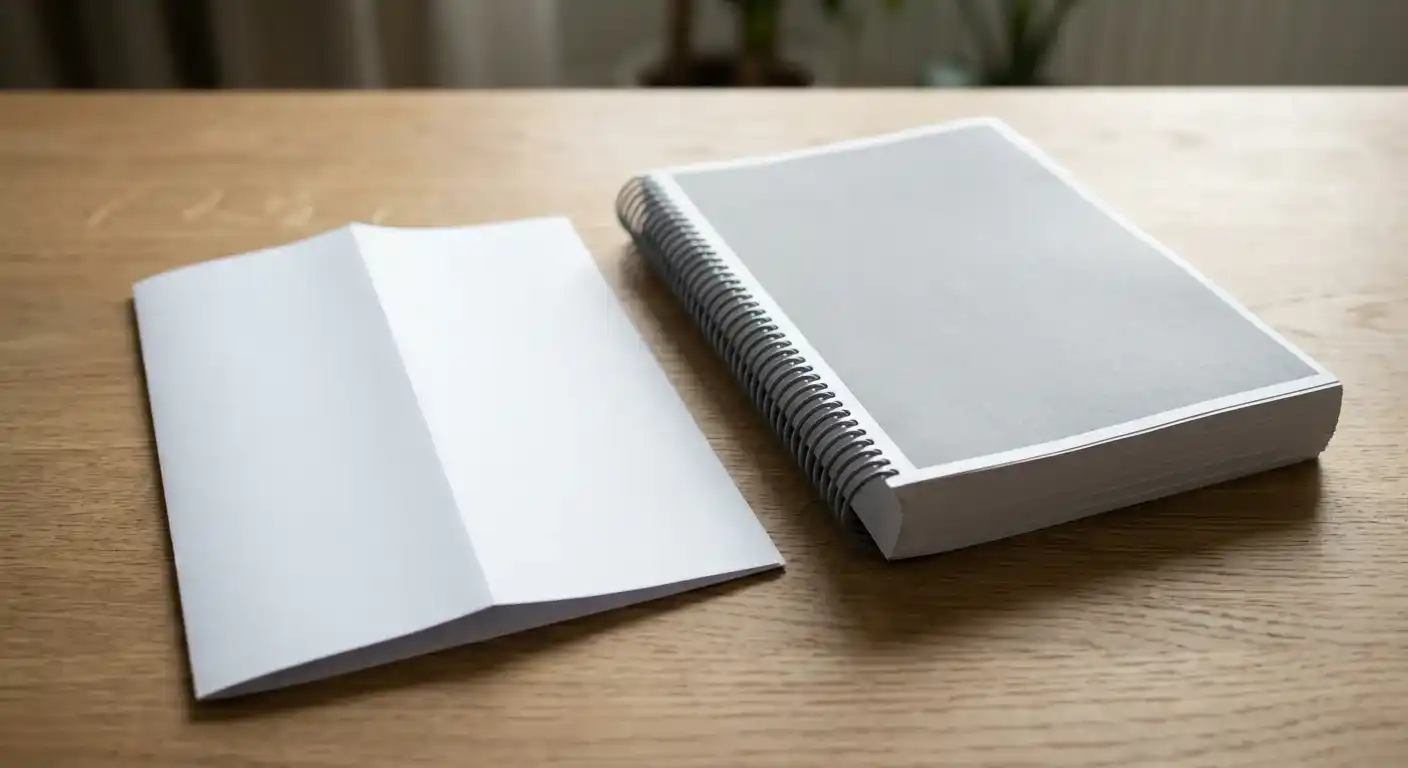 Un bon lead magnet règle un problème précis plutôt que d'impressionner par son volume : une feuille pliée à côté d'un épais classeur.